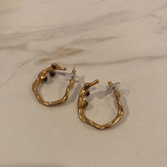 Kara Ross Hoop Earrings Amethyst gems - Picture 4 of 8